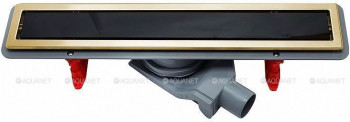 Линейный трап Pestan Confluo Premium Gold Black Glass Line, 13100113, 300мм  Нержавеющая сталь / Пластик / Стекло