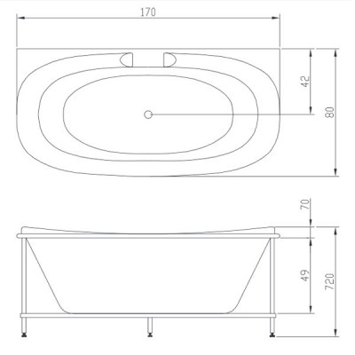 Акватика Ренессанс Сенса ванна с гидромассажем, 170 см х 80 см