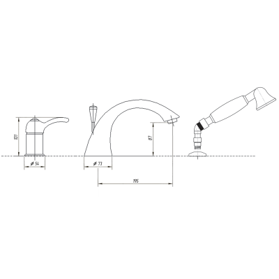 MIGLIORE Lem 25874 смеситель на борт ванны, хром