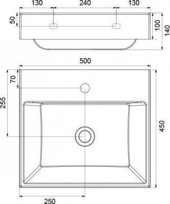 RAVAK XJO01250000 Умывальник NATURAL 500 белый
