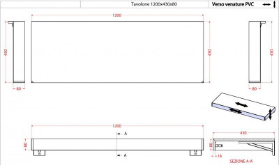 Столешница Cezares Tavolone 120х43 светлое дерево (41583)