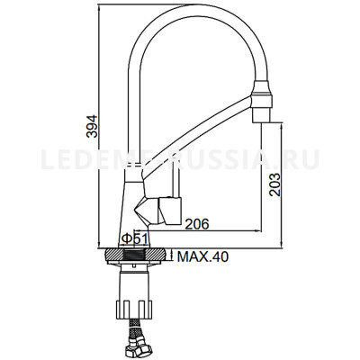 Смеситель для кухни с гибким изливом Ledeme L4399-2 однорычажный, хром / черный