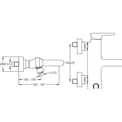 JACOB DELAFON Singulier E10867-CP смеситель для ванны с душем, хром