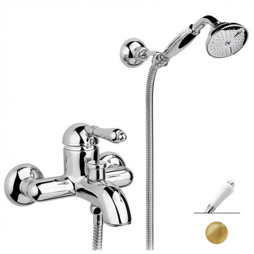 Nicolazzi Classica 3401 GB 76 смеситель для ванны с ручным душем, золото/ручка P.Mont Blanc