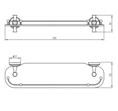 Полка с галереей 50 см MIGLIORE Fortuna 27669, матовое стекло/золото