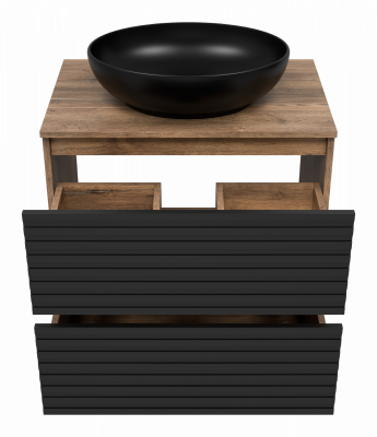 Тумба под раковину напольная Brevita Dakota 700x480x620 черный, темное дерево (DAK-07070-19/02-2Я)