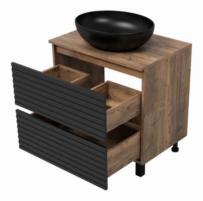 Тумба под раковину напольная Brevita Dakota 700x480x620 черный, темное дерево (DAK-07070-19/02-2Я)