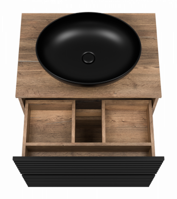 Тумба под раковину напольная Brevita Dakota 700x480x620 черный, темное дерево (DAK-07070-19/02-2Я)