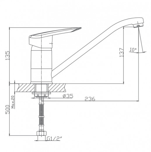Смеситель для кухни Haiba HB4907 (латунь) хром