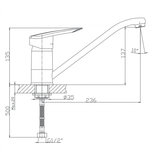 Смеситель для кухни Haiba HB4907 (латунь) хром