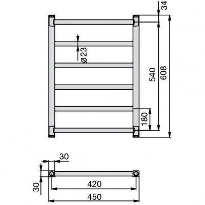 Zehnder Stalox STXI-060-045 полотенцесушитель водяной для ГВС, нержавеющая сталь, 60,8см х 45см