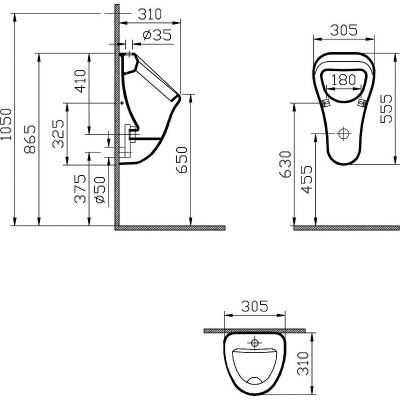 Писсуар Vitra Arkitekt 6202B003-0198 подвесной белый