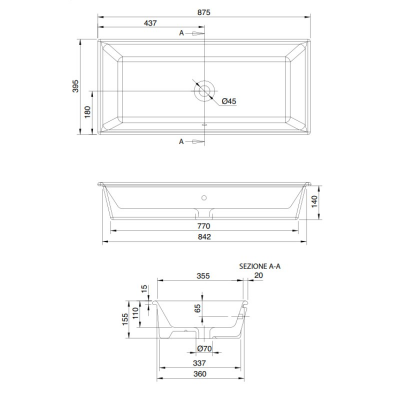 Раковина встраиваемая Scarabeo GAIA 8033 88х40 см, белый
