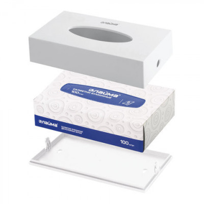Диспенсер для косметических салфеток LAIMA CLASSIC, настольный/настенный, пластиковый, белый, 605392