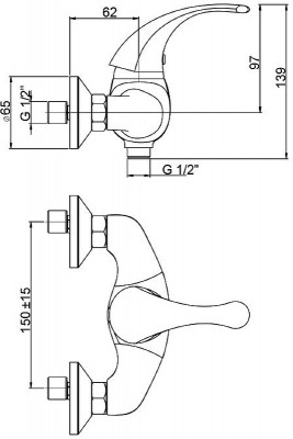 Смеситель для душа Paini Fiori F2CR511LMKM настенный однорычажный хром