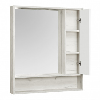 Зеркальный шкаф Aquaton Флай 80 белый, дуб крафт (1A237702FAX10), для ванной