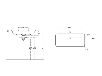 Мебельный умывальник Dreja LUXURY 80 см, белая керамика