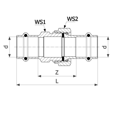 Viega Муфта пресс 15 с разъемным соединением бронза Sanpress SC-Contur, шт