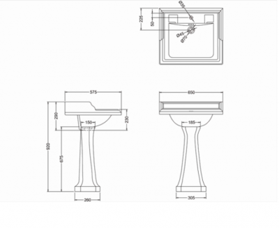 Burlington Classic B15 1TH раковина с пьедесталом, белая