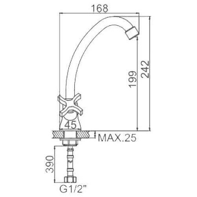 Кухонный смеситель Ledeme H11 4911L хром с поворотным изливом