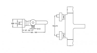 JACOB DELAFON Singulier E10870-CP смеситель-термостат для ванны с душем, хром