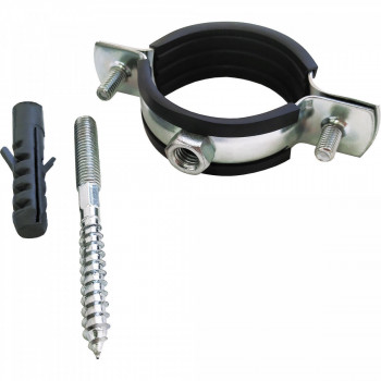 Хомут оцинк с резин уплотнением (РМ) (шпилька М8*80 и дюбель) (107-115 мм) 4" VALFEX