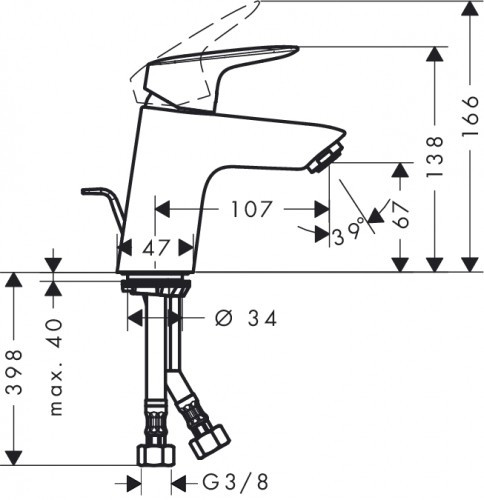 Hansgrohe Logis 71071000 смеситель для раковины без д/к, хром
