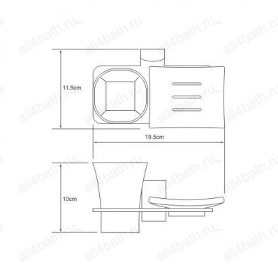WasserKRAFT Leine K-5026 держатель стакана и мыльницы, матовое стекло/хром