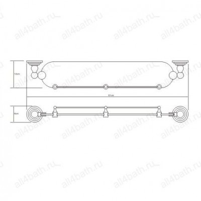 WasserKRAFT Ammer K-7044 полка стеклянная с бортом, сатин