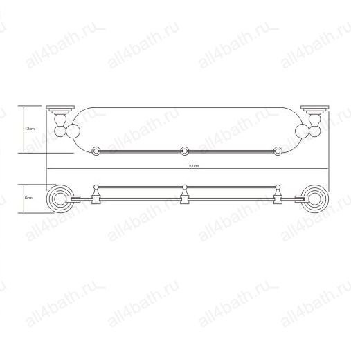 WasserKRAFT Ammer K-7044 полка стеклянная с бортом, сатин