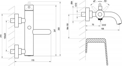 Смеситель для ванны Ravak Espirit ES 022.00 настенный X070199