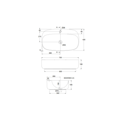 Раковина накладная Scarabeo Moon 550552 72х42 см, бежевая