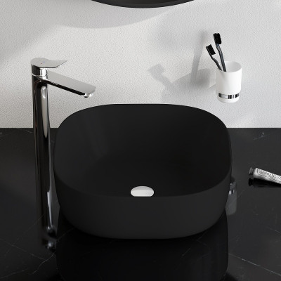 Раковина-чаша AM.PM Func 43 M8FWCC30430BM черная матовая квадратная