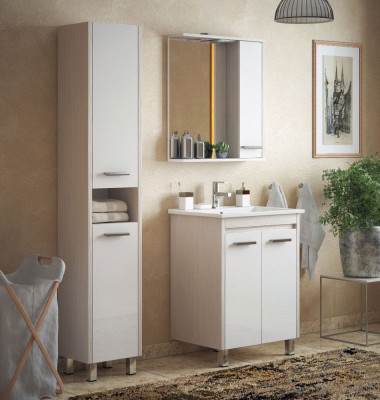 Зеркало со шкафом Corozo Лорена 75 SD-00000297 с подсветкой Лайн белое прямоугольное