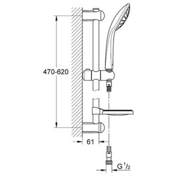 Grohe Euphoria 27266001 душевой гарнитур Mono 60 см, хром