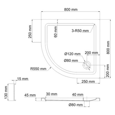 WasserKRAFT  Isen 26T00 душевой поддон, сектор