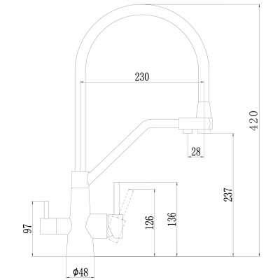 Смеситель для кухни с подключением к фильтру Fmark FS0662-L01, сатин