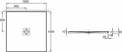 Ультратонкий квадратный душевой поддон 100 х 100 х 4 см JACOB DELAFON REPLAY (N141K-220)