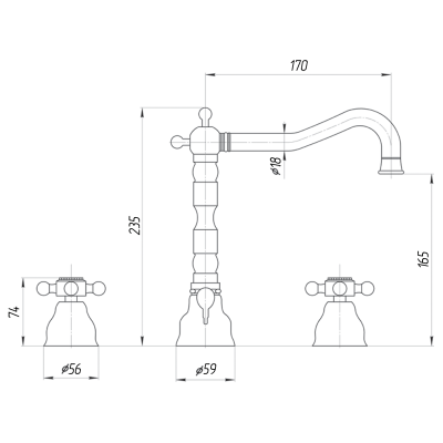 MIGLIORE Revival 19515 / Revival KRISTAL 27245 смеситель для раковины на три отверстия, золото