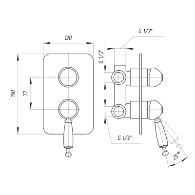 MIGLIORE Oxford 19176 смеситель для душа встраиваемый 3-х позиционный с девиатором, золото