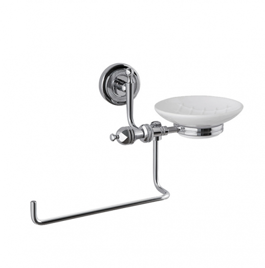 CAPRIGO ROYAL 6618 c/c полотенцедержатель поворотный с мыльницей, белая керамика/хром (распродажа)
