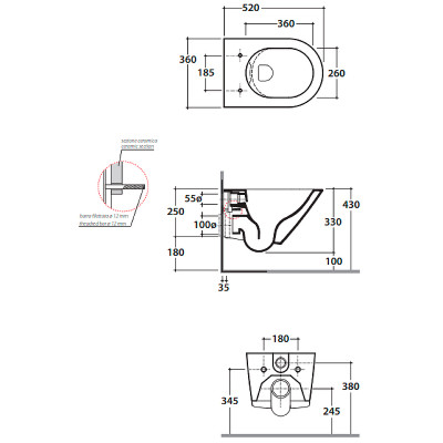 Унитаз Globo Forty3 FOS07.BI подвесной без сиденья
