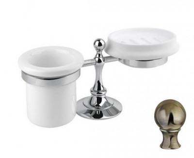 Стакан и мыльница настольные Cezares Olimp STT-03/24-M цвет золото, ручки металл