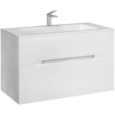 Тумба под раковину Jorno Modul 100 Mоl.01.97/P/W подвесная белый глянец