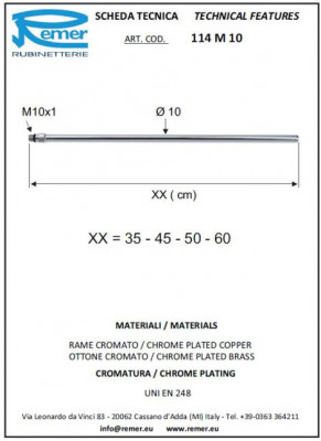 Подводка Remer RR 114 М10 45 см к смесителю, хром