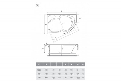 Ванна акриловая левосторонняя Relisan SOFI Гл000024565 160x100 угловая 280 л