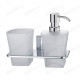 WasserKRAFT Leine K-5089 дозатор для жидкого мыла и стаканчик, матовое стекло/хром WasserKRAFT Leine К-5089 набор для ванной комнаты настенный (матовое стекло) (K-5089)