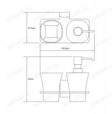 WasserKRAFT Leine K-5089 дозатор для жидкого мыла и стаканчик, матовое стекло/хром