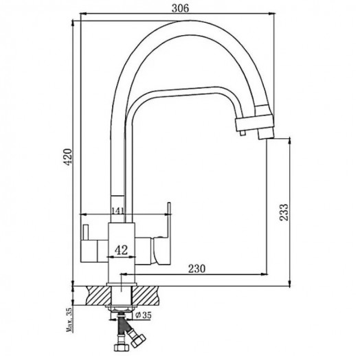 Смеситель для кухни Haiba HB76615-7 с подключением фильтра (латунь силикон) черный