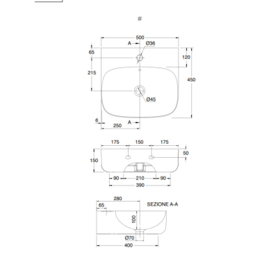 Раковина накладная Scarabeo Moon 5507 SEM 50х45х15 см Decor LAB с декором белая